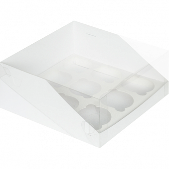 Коробка для 9 капкейка с прозрачной крышкой