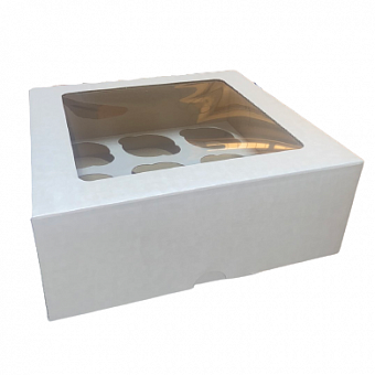 Коробка для 9 капкейков с окном (микрогофрокартон)