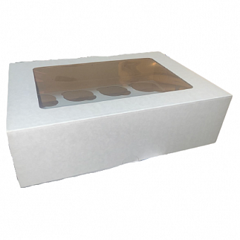 Коробка для 12 капкейков окно (микрогофрокартон)
