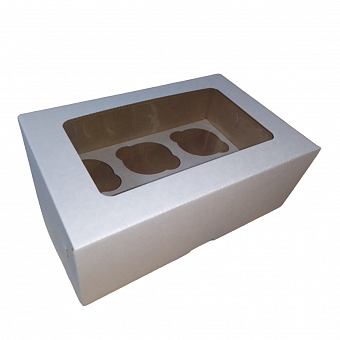 Коробка для 6 капкейков с окном (микрогофрокартон)