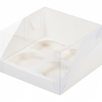 Коробка для 4 капкейков с прозрачной крышкой